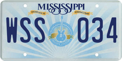 MS license plate WSS034