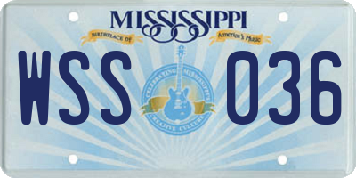 MS license plate WSS036