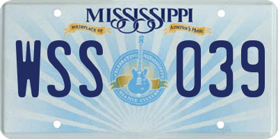 MS license plate WSS039