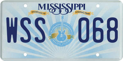 MS license plate WSS068