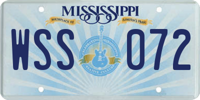 MS license plate WSS072