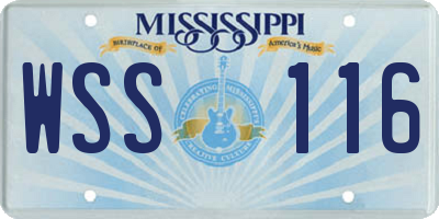MS license plate WSS116