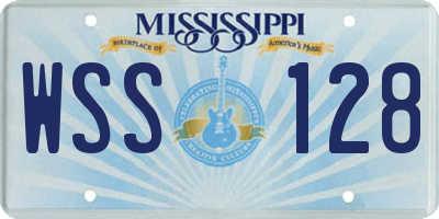 MS license plate WSS128
