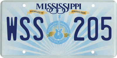 MS license plate WSS205