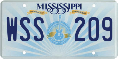 MS license plate WSS209