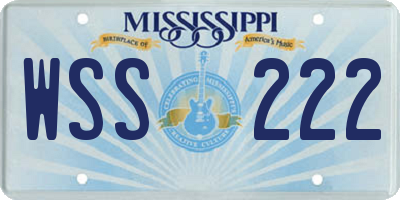 MS license plate WSS222