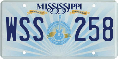 MS license plate WSS258