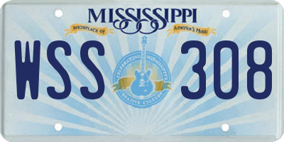 MS license plate WSS308