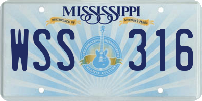 MS license plate WSS316