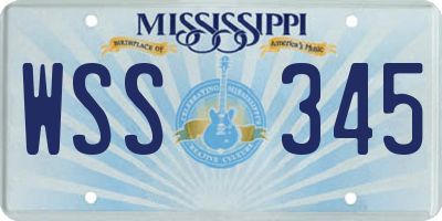 MS license plate WSS345