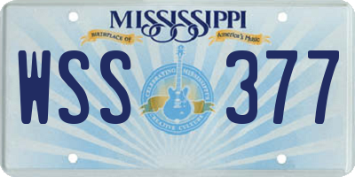 MS license plate WSS377