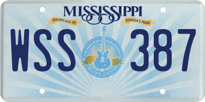 MS license plate WSS387