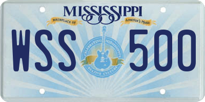 MS license plate WSS500