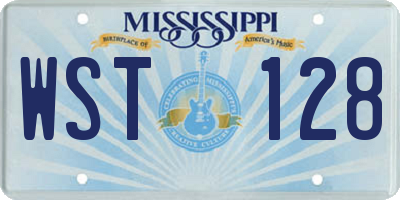 MS license plate WST128