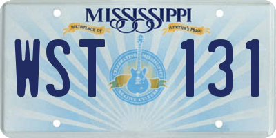 MS license plate WST131