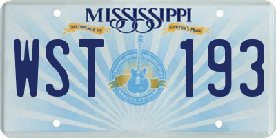 MS license plate WST193
