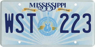 MS license plate WST223