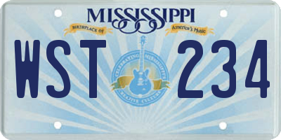 MS license plate WST234
