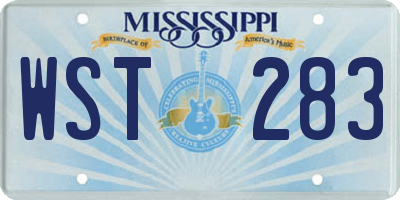 MS license plate WST283