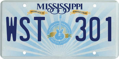 MS license plate WST301