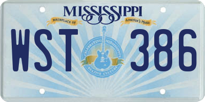 MS license plate WST386