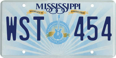 MS license plate WST454