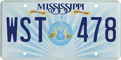 MS license plate WST478