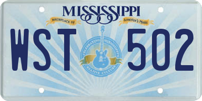 MS license plate WST502