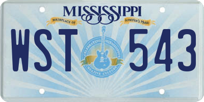 MS license plate WST543