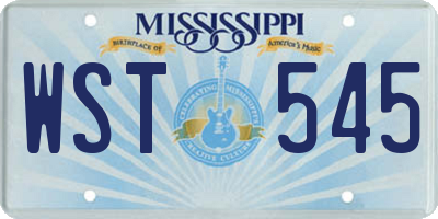 MS license plate WST545