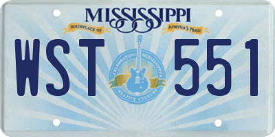 MS license plate WST551