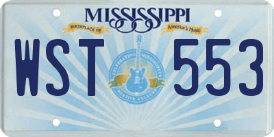 MS license plate WST553