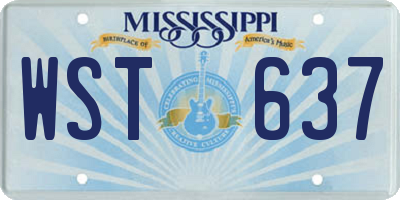 MS license plate WST637
