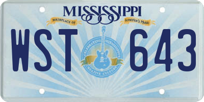 MS license plate WST643