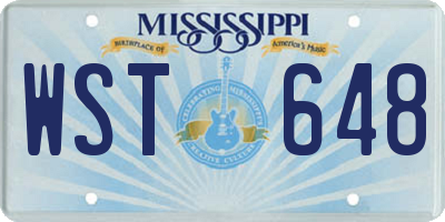 MS license plate WST648