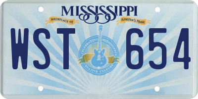 MS license plate WST654