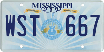 MS license plate WST667