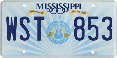 MS license plate WST853
