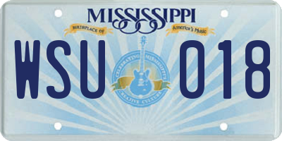 MS license plate WSU018