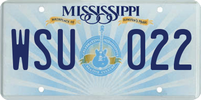 MS license plate WSU022