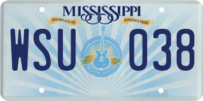 MS license plate WSU038