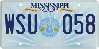 MS license plate WSU058