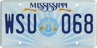MS license plate WSU068