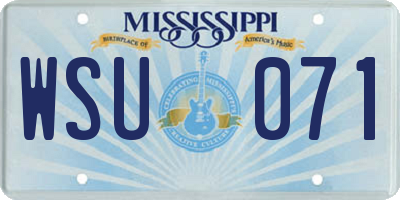 MS license plate WSU071