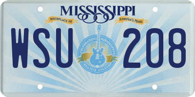 MS license plate WSU208