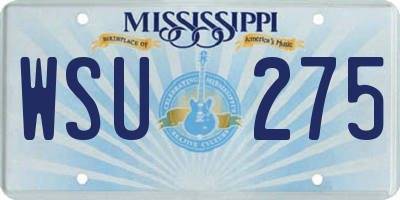 MS license plate WSU275