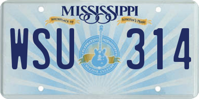 MS license plate WSU314