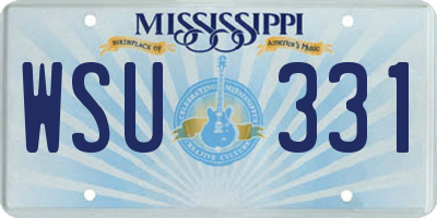 MS license plate WSU331