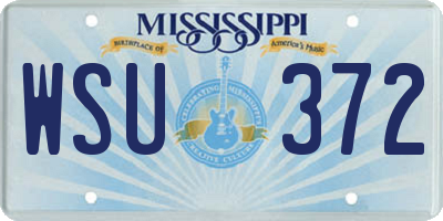 MS license plate WSU372