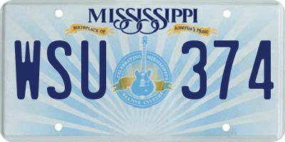 MS license plate WSU374